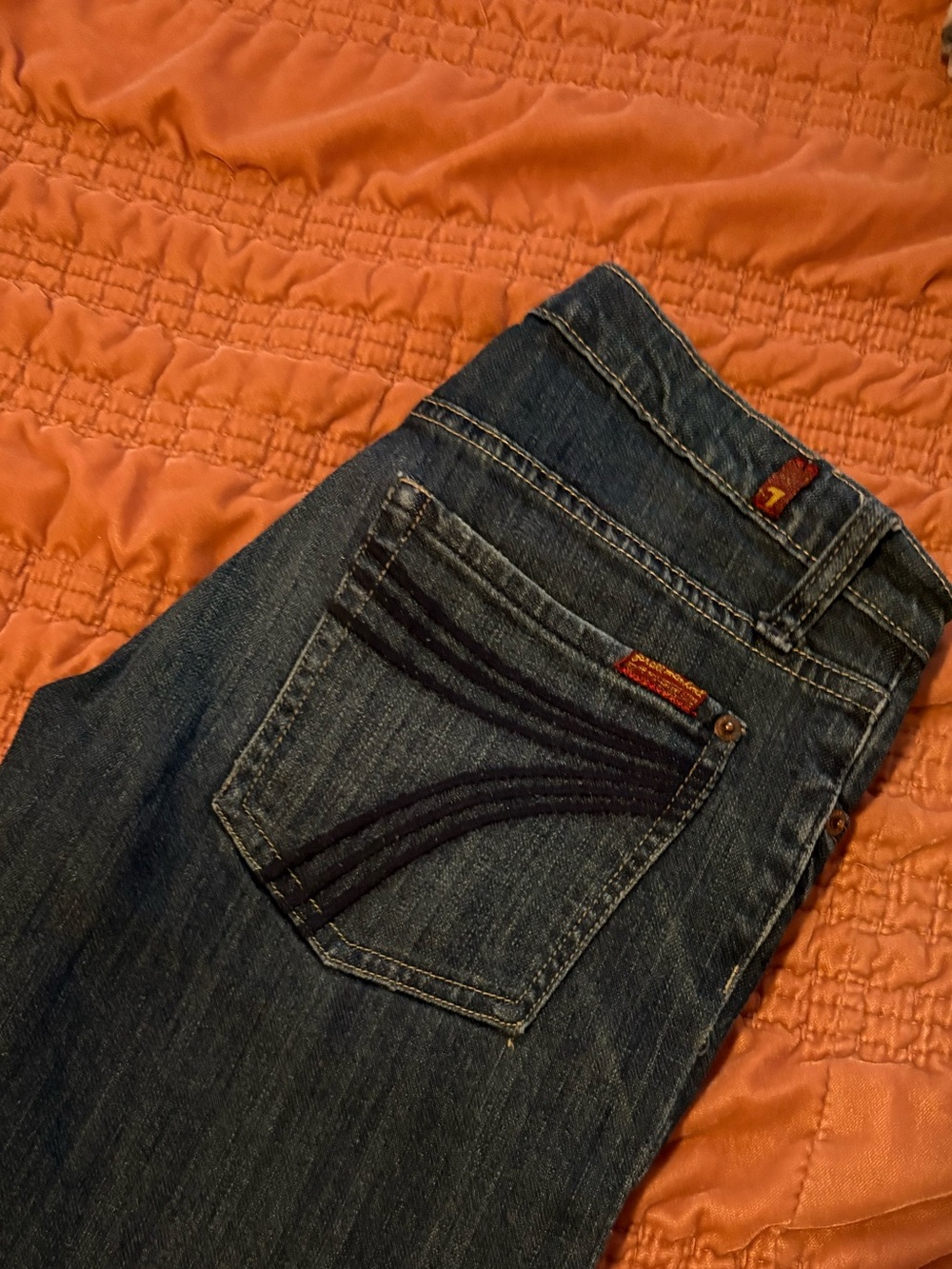 7 For All Mankind Women's Dark Blue Boot Cut Jeans